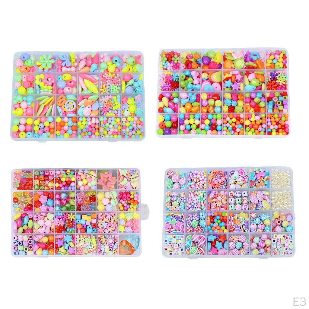 450 Pieces Beads Kit Jewelry Making DIY Cells Crafts Gift for Beading Bracelet Earrings Children