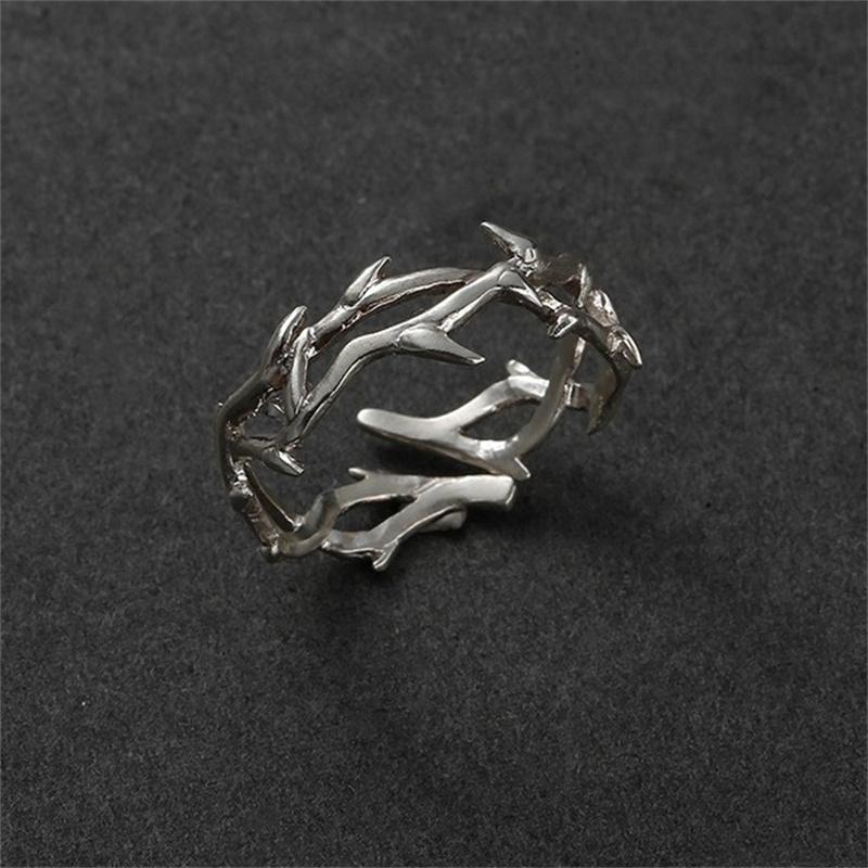 Vintage Goth Thorns Couple Rings For Men Women Irregularity Opening Vine Punk Ring Party Jewelry Gifts Accessories