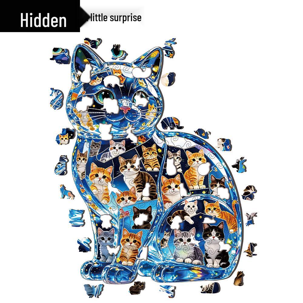 HOOLOOG Starry Sky Cat Wooden Puzzle & Piggy Bank Combo