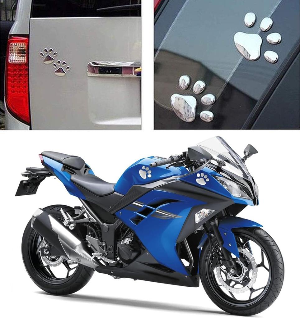 Cat Paw Car Stickers for Value Set Stickers, Motorcycles, [1-Year Warranty] (Silver (4 Stickers))