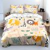 Cartoon animals with plants Pattern Duvet Cover Set Digital Print Colorful Polyester Bedding with Zipper Closur for kids gifts