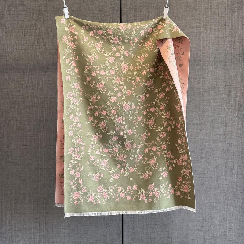 

Autumn and winter new medium rose printing scarf women s imitation cashmere thickened warm shawl elegant versatile scarf 66*192cm