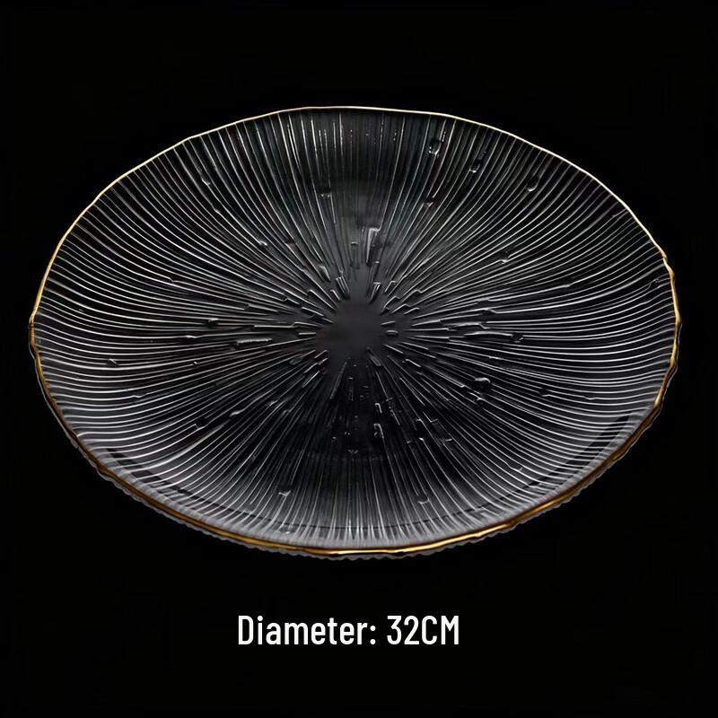 ZISIZ Gold Rim Glass Tableware Set with Fireworks Bowl