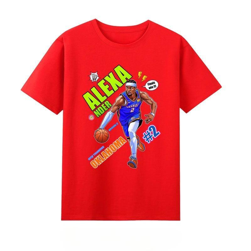 

Thunder Alexander Футболка с коротким рукавом с баскетбольным принтом Мужская и женская Хлопковая Свободная с круглым вырезом Летняя XXXXL