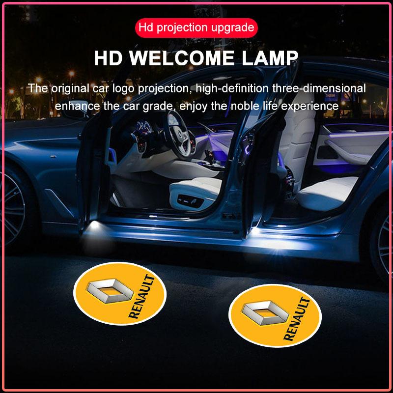 2 Pezzi Luci di Benvenuto per Portiera Auto Proiettore Logo LED Luci Ombra Fantasma Styling Per Renault Dacia Koleos Clio Laguna 2 Megane 2 3 Duster Logan Captur
