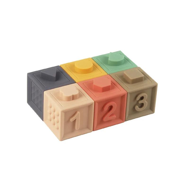 Baby Silicone Building Blocks Montessori Toys for Babies Squeeze Stacker & Teething Toys Early Learning Toy Toddler Boys Girls