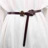 Women's Black Coffee Thin Leather Fashion Knot Belt for Dresses & Sweaters