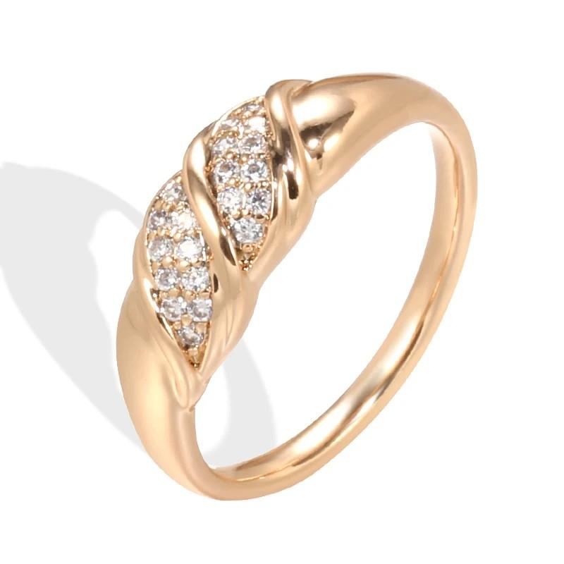 Simple Glossy Geometry Rings For Women Fashion  Rose Gold Color With Natural Zircon Accessories Daily Fine Jewelry