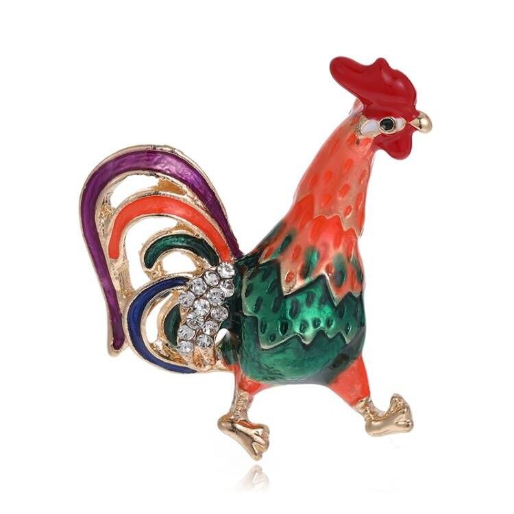 

Blucome, модные красочные броши в форме петуха с кристаллами и животными для женщин, костюм, заколки для шарфа, шляпы, свадебной вечеринки зелёный