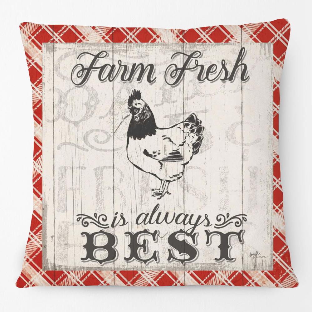 Hand Painting Country Rooster Hen Poster Cushion Covers Retro Vintage Farm Chicken Fresh Eggs Print Pillow Case