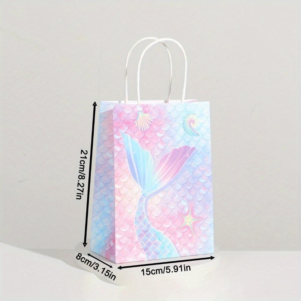 15pcs Mermaid Gift Bags Mermaids Theme Party Favor Bags Goodie Treat Bags with Handle Gift Wrap Bags Mermaids Themed Decorations Summer Gift Bags