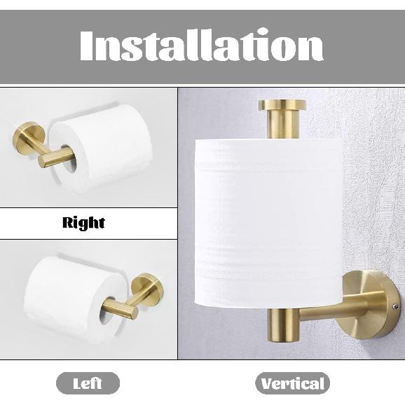 Toilet Paper Holder Towel Ring Brushed Gold Bathroom Hardware Hand Towel Holder Bathroom Accessories Set Wall Mount Stainless Steel 2 Pieces
