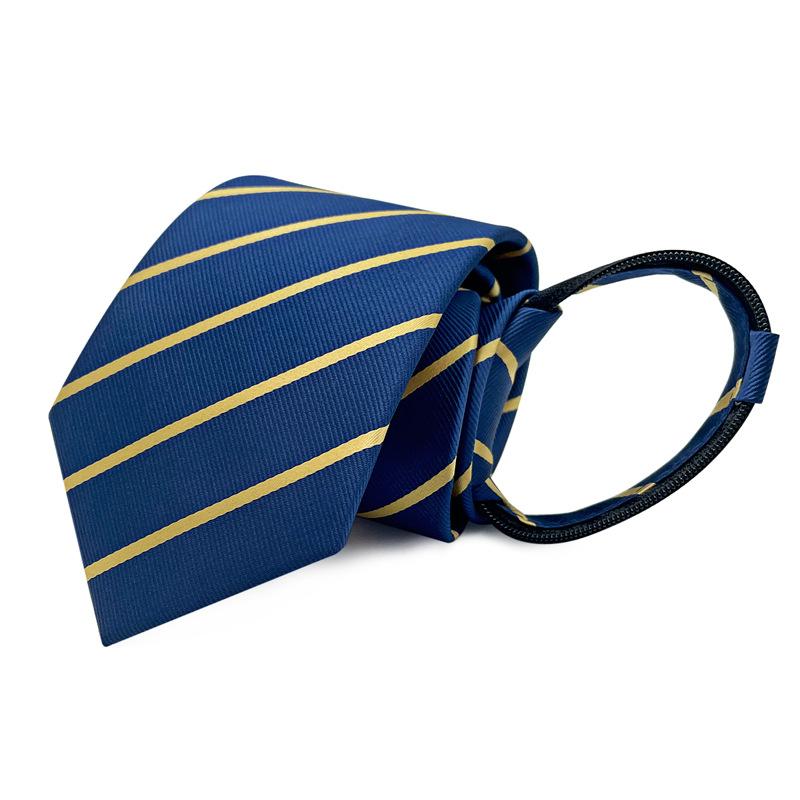 No Knots, Lazy, Simple Zipper, Tie Tie, Formal Wear, Business Work, White-Collar Shirt For Sale, Dark Blue Stripes.