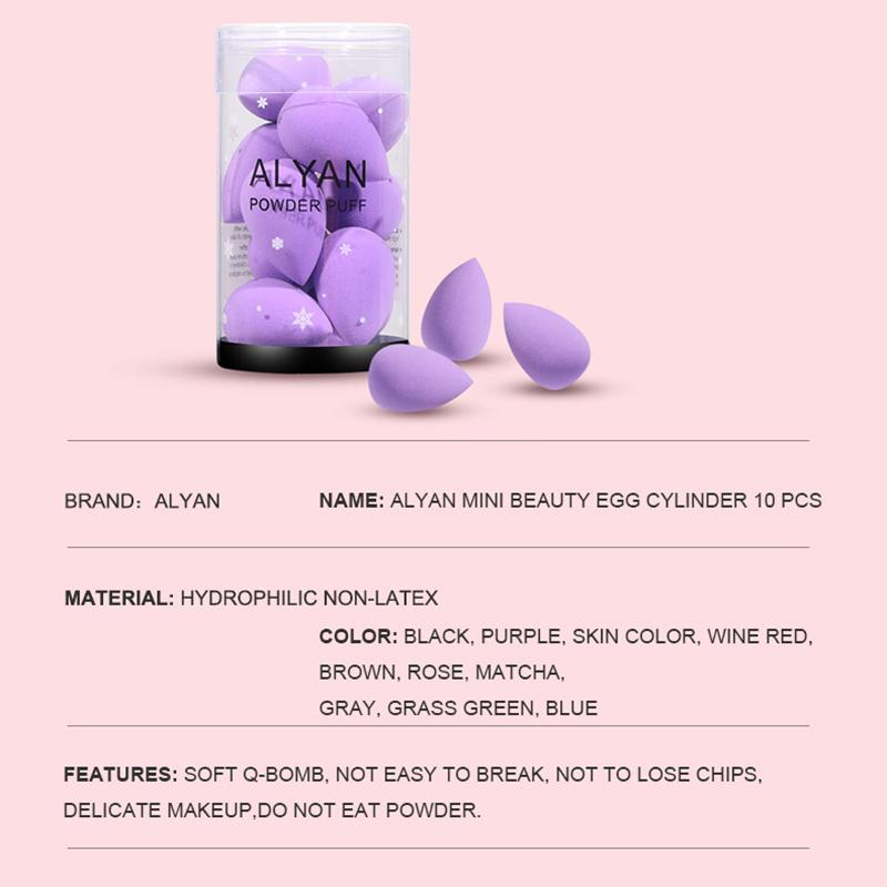 10 pcs/set Mini Beauty Egg Makeup Sponge Cosmetic Puff Dry Wet Makeup Sponge Puff Cushion Foundation Powder Make Up Accessories