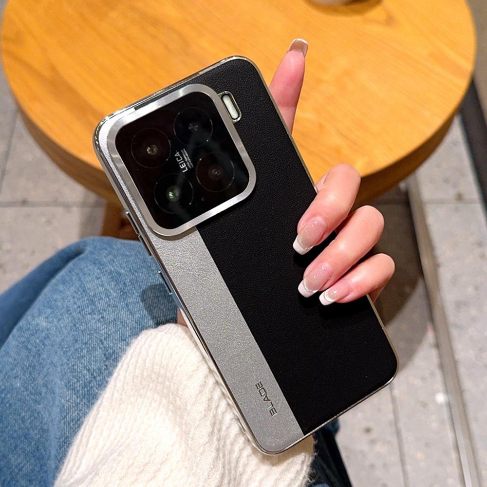 For Xiaomi 15 Case Splicing PU Leather+TPU Electroplated Phone Cover
