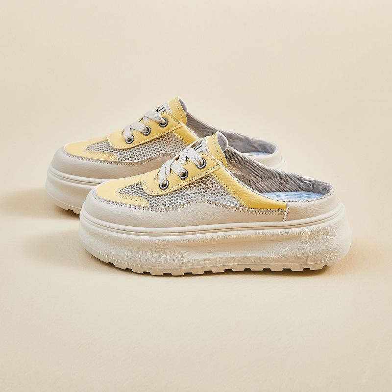 

Mesh breathable little white shoes women s shoes wear bag head half slippers summer 2025 new one-pedal cool slippers 40 жёлтый