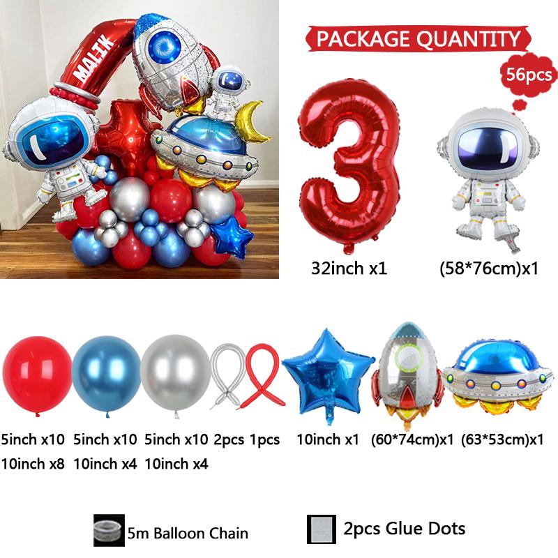 

56Pcs Space theme Birthday Party Decoration Astronaut Spaceman Foil Balloons For 1-9th Outer Space Birthday Party Supplies other
