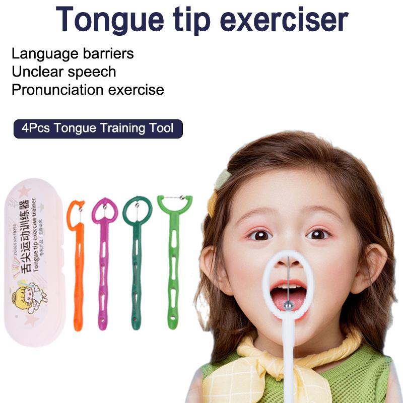 4Pcs/Box Children Tongue Tip Exerciser Mouth Tongue Tip Trainer Tongue Muscle Rehabilitation Oral Trainer Talk Tool