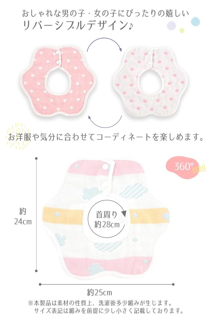 BMC Set of Soft Cotton Degree Rotation Bib. 10-Piece 100% Bibs, 6-Layer Gauze, Flower-Shaped, 360° (Blue)