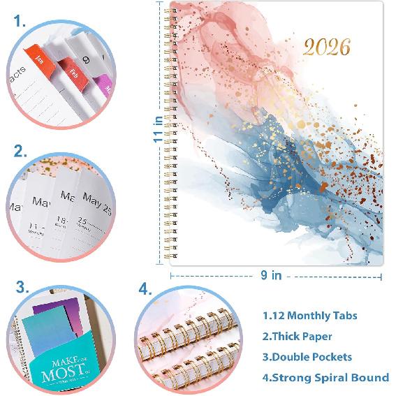 2026 Planner - 2026 Planner Weekly and Monthly from Jan. 2026 to Dec.2026, 8.5" x 11", 2026 Planners with Inner Pocket, Large Daily Block, Colorful