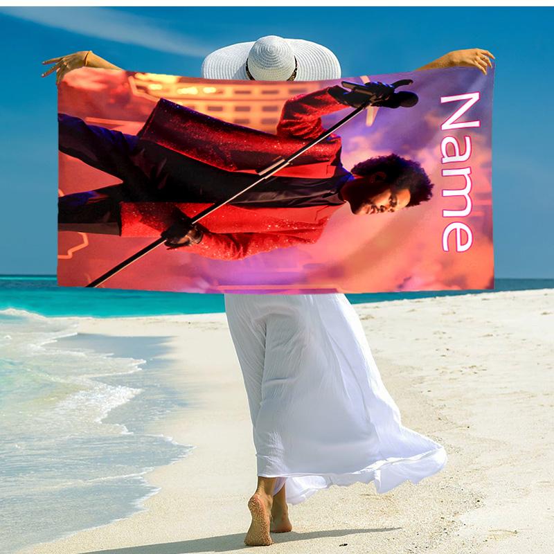 Personalized customized proof beach towel with The Weeknd pattern - soft, absorbent,quick-drying,perfect swimming,camping&bathing