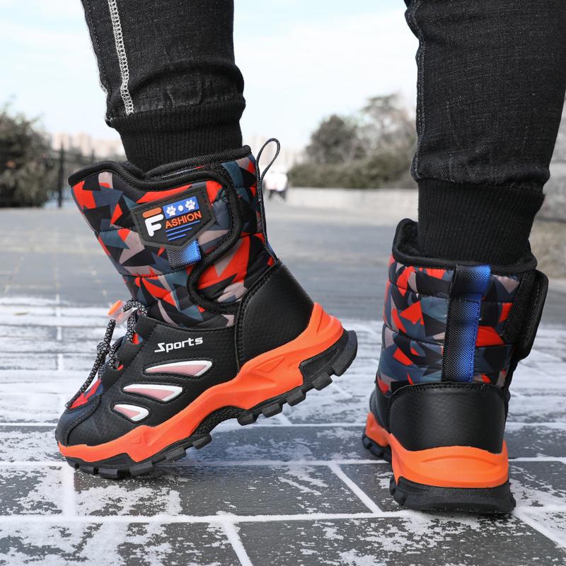 Детская зимняя плюшевая теплая спортивная обувь с высоким берцем из хлопка — фото 15