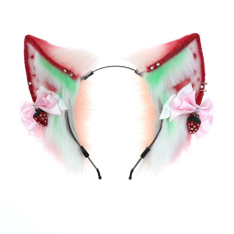 Strawberry Cat Ear Headband, a Plush Fashion Accessory, Comic-Con Dress-up Simulation, Animal Ear Headgear, Hair Accessories.