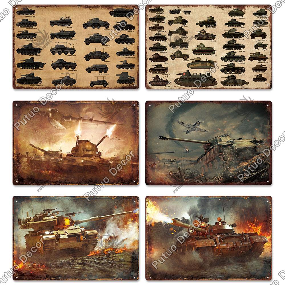 Putuo Decor Panzer Blechschild Metallschild Dekorative Vintage-Dekor Plakette Wanddeko Garage Man Cave Clubraum Zuhause