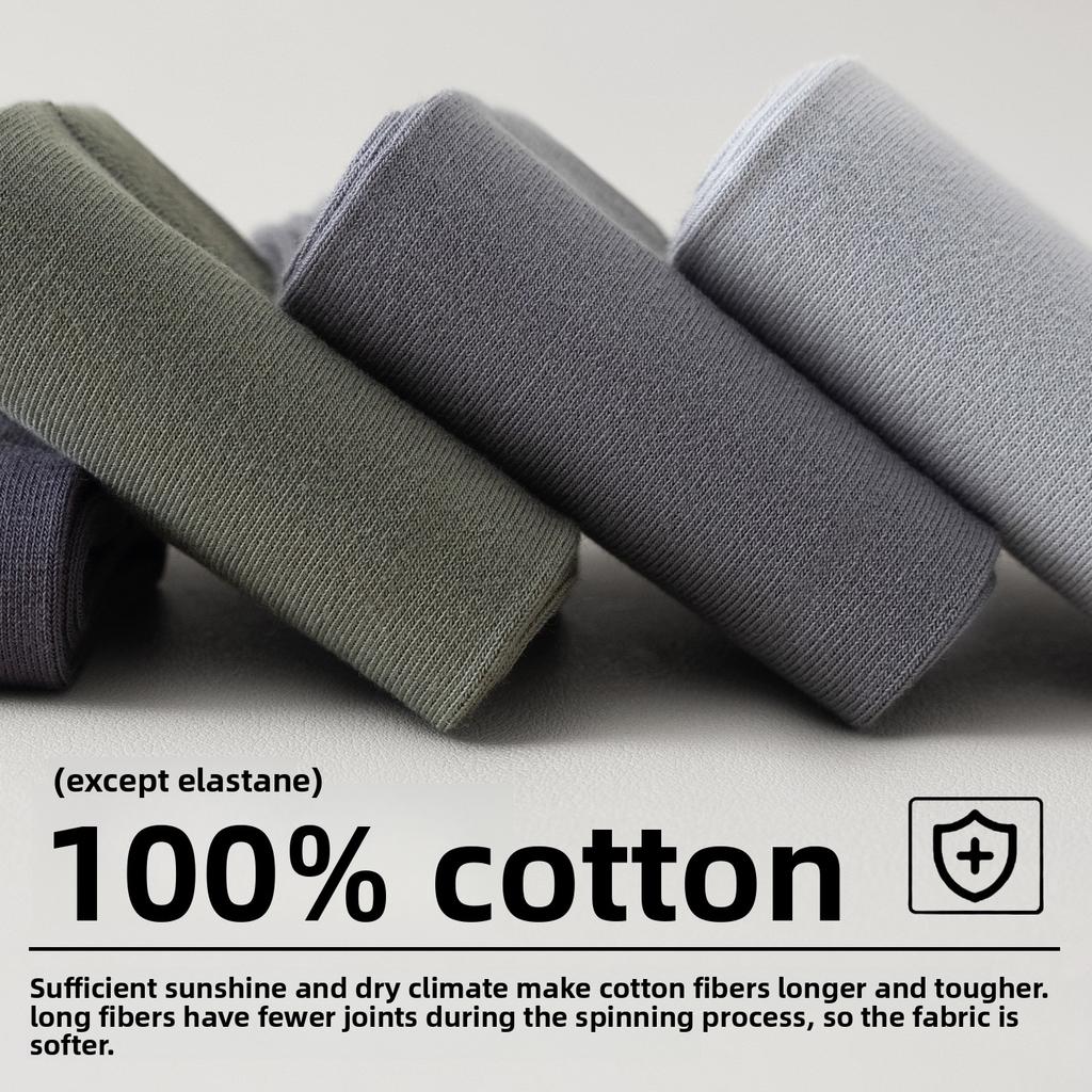 Men's Mid-length Business Socks - Solid Color - Antibacterial and Deodorizing - Made of Pure Cotton