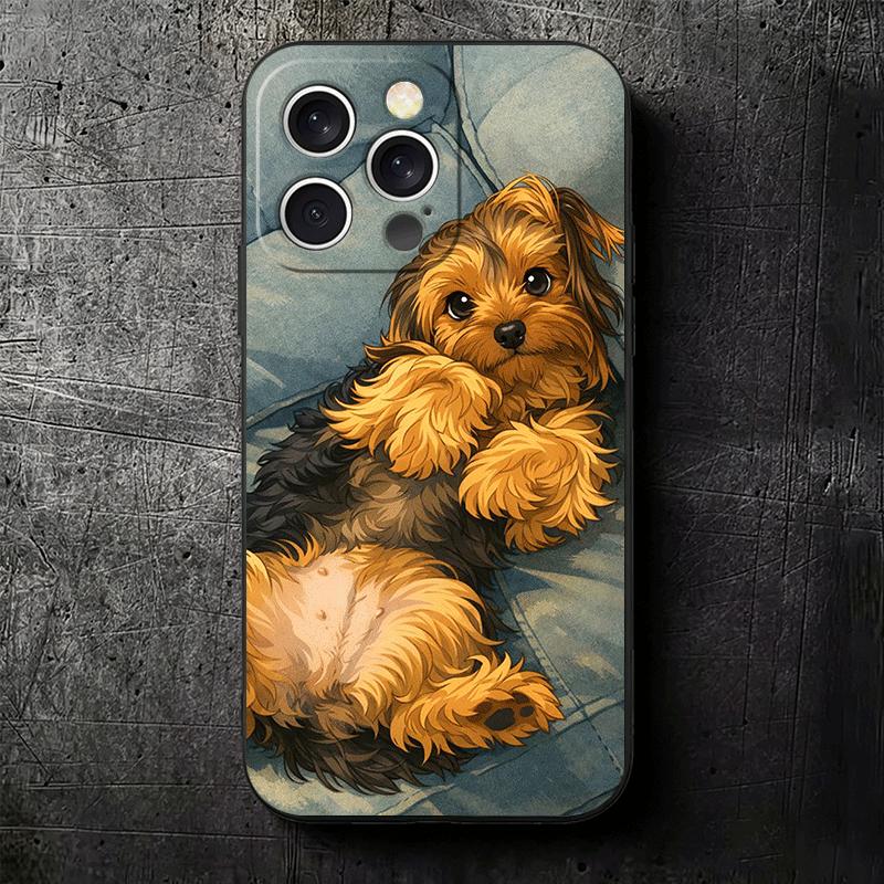 Yorkshire Terrier Dog Soft Phone Case for iPhone 16 16E 17 Air 15 Pro Max 14 Plus 13 Mini 11 12 7 Black Cover Back Shell
