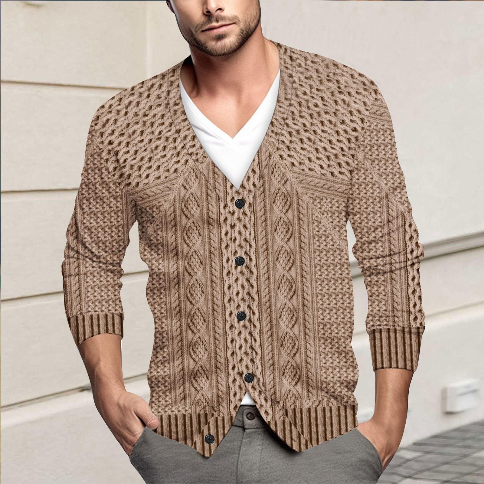 

Мужская повседневная однобортная модная куртка-кардиган с длинными рукавами на пуговицах XXXL коричневый