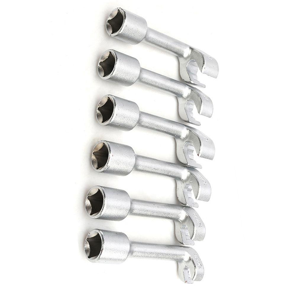 1 Set Car Diesel Fuel Injection Pipe Socket Wrench L-shaped Open Hexagon Slotted Oxygen Sensor Wrench Auto Repair Tools