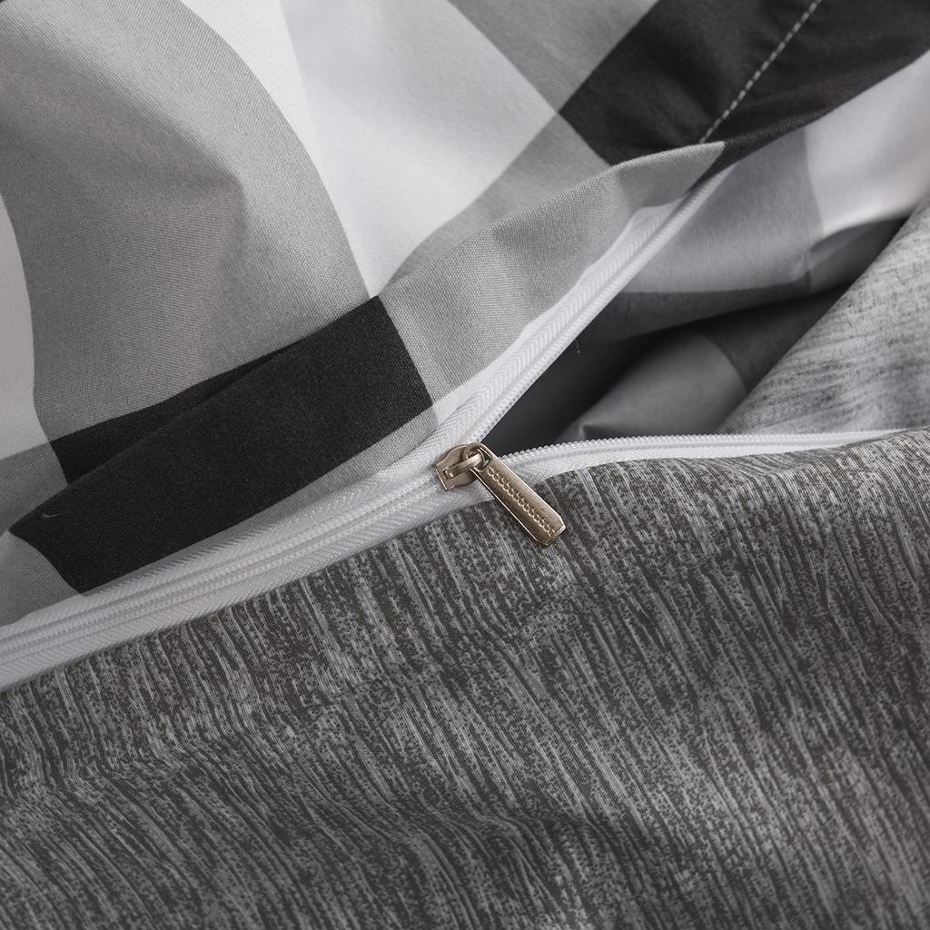 Schwarzes Karomuster Bettbezug-Set, 1 Gingham-Bettbezug und 2 Kissenbezüge, Leichtes Mikrofaser-Büffelkaro 3-teiliges Bettwäscheset