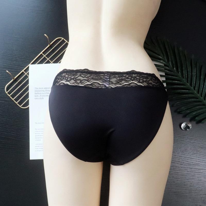 Thin Sexy Knickers Women's Low Waist Briefs Patchwork Lace Underwear Women's Ice Silk Breathable Women's Triangle Panties