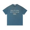 Unisex Vintage Gewassen Katoenen T-shirt Met Letterprint Tie-Dye Zoom Ronde Hals Losse Pasvorm Top
