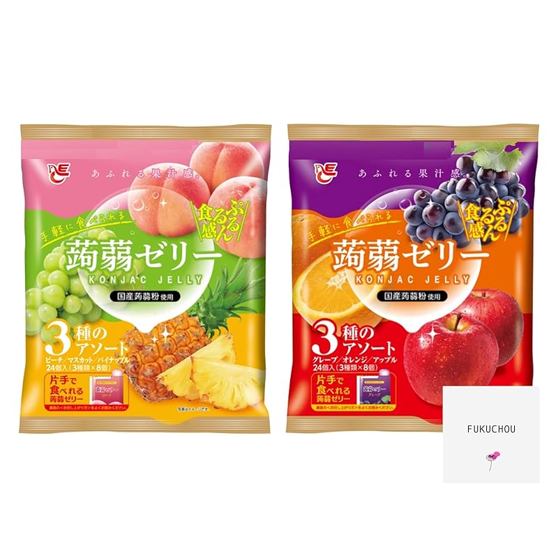 

[Bulk purchase] Ace Bakery Konnyaku jelly 3 types assorted set 48 meals (grape + orange + apple) (peach + muscat + pineapple) 8 pieces each × 1 bag