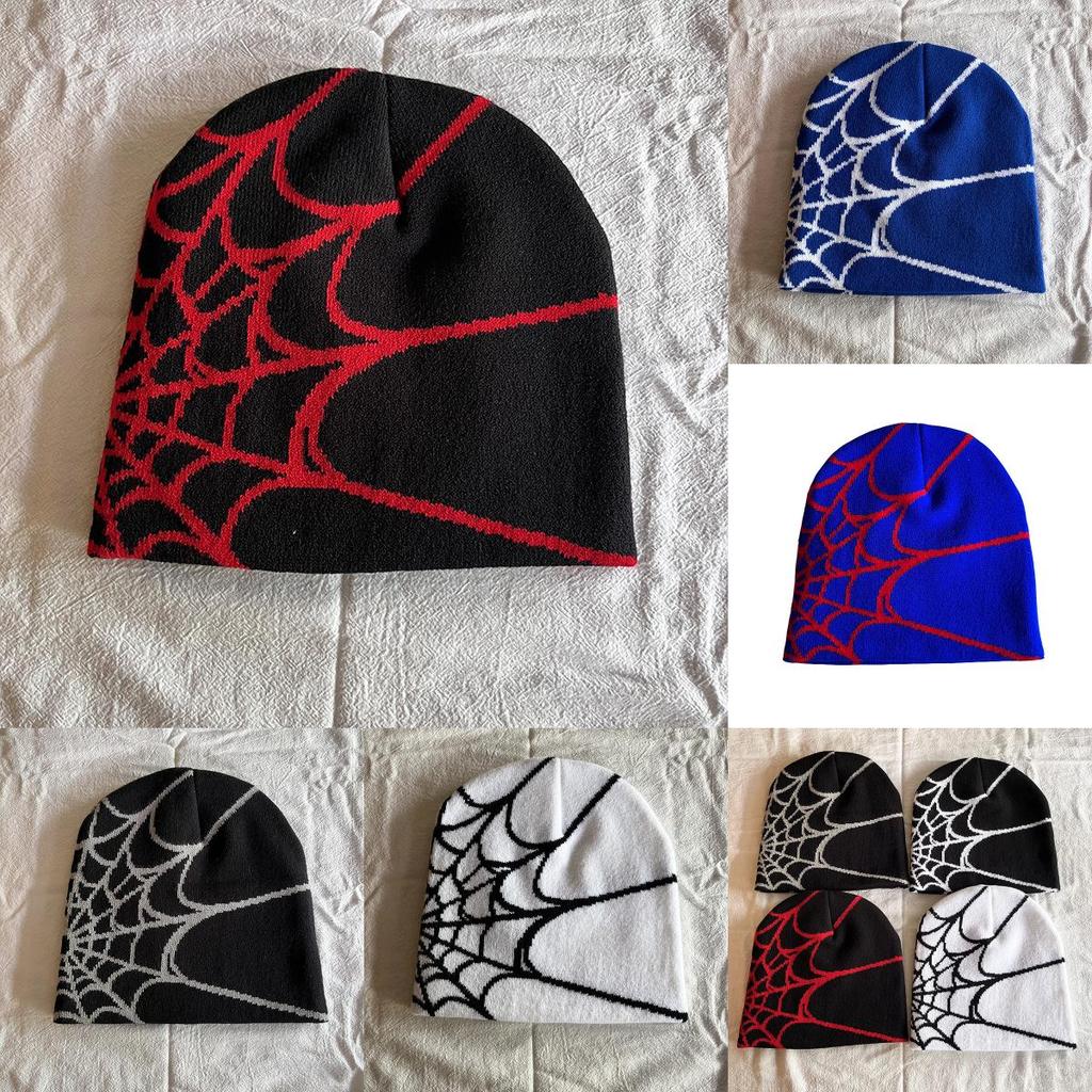 Knit Fashionable Cap With Spider Web Embroidery Design For Daily Wear Casual
