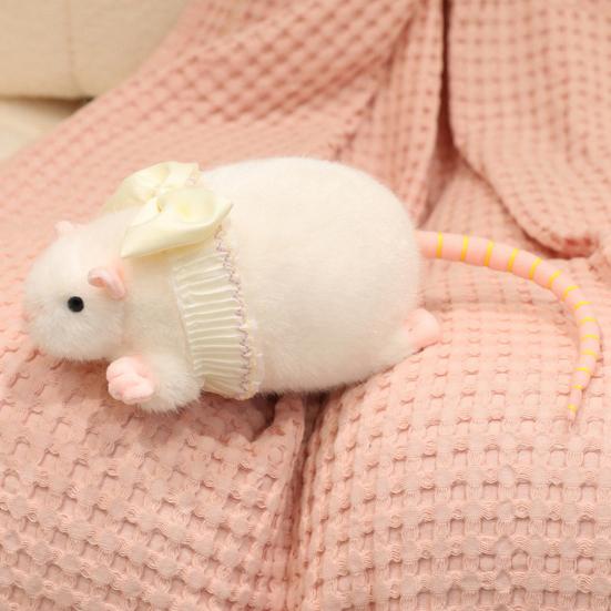 Fare Peluş Oyuncak Yumuşak Dolgulu Hayvan Sevimli Fare Bebek Dantelli Etek Fiyonk Süslemeli Çocuk Odası Masa Dekorasyonu İçin Dekoratif Peluş Fare Hediye