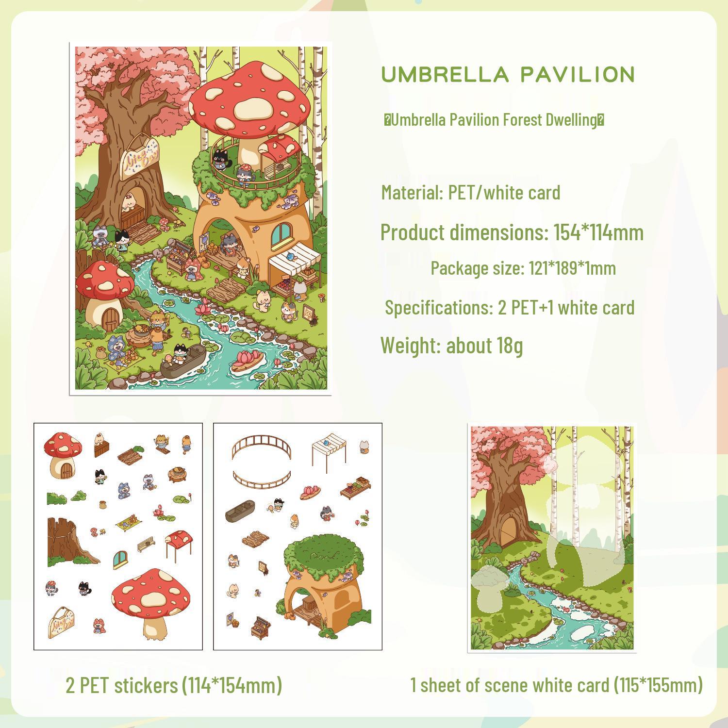 ZABC 3D Stereoscopic Oasis Journey Landscape DIY Collage Stickers - Miniature Scene, Stackable, 4 Styles