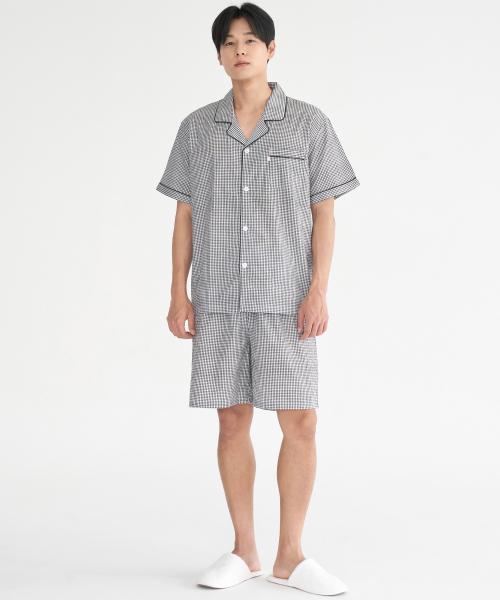 [May Flower] Shepherd Check Short-sleeve 100% Cotton Men's Plus Size Pajama Set [Shipped from Korea] 100% Authentic