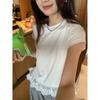 Women's Small Lace Lace Short-sleeved T-shirt Summer Slim-fit with A Base Shirt Patchwork Top