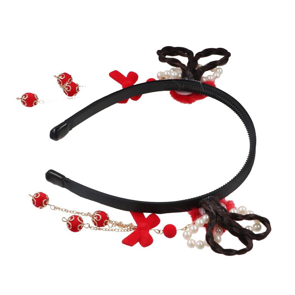 Pearl Bow Tassel Hanfu Hair Hoop Children's Headband Chinese Style Hair Band New Year Headress