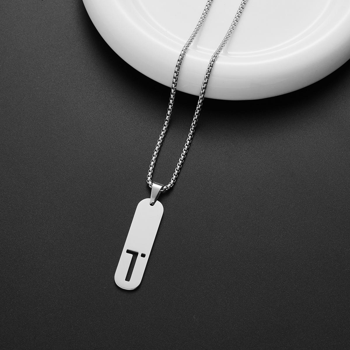 Stainless Steel Unisex Pendant Necklace - 26 Letter Alphabet Chain