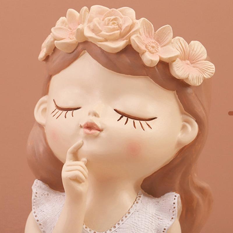 Cute Plants Flower Pot Resin Succulent Planter Flower Vases Little Girl Garden Decoration for Home Office Plant Pot