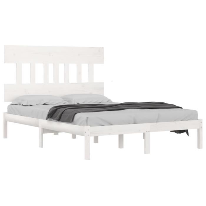 VidaXL Cadre de lit Blanc Bois massif 140x190 cm 3104719
