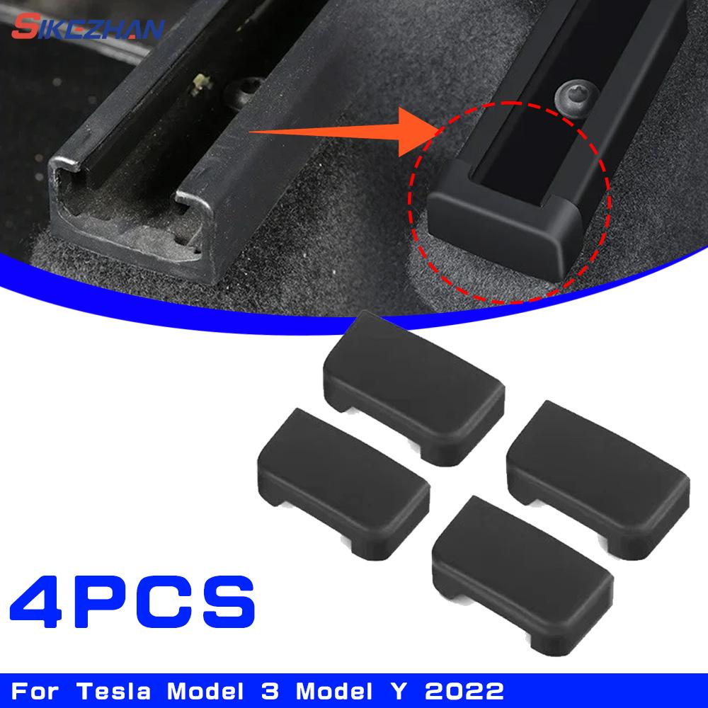 

For Tesla Model 3 Model Y 2025 Rear Seat Slide Rail Soft Rubber Plug Protection Car Interior Function Accessories for Tesla 4pcs-black