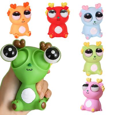 Popping Eye Dragon Squeeze Toy Anxiety Stress Relief Sitting Cartoon Dragon Pinch Sensory Toy Soft Stress Ball Animal Fidget
