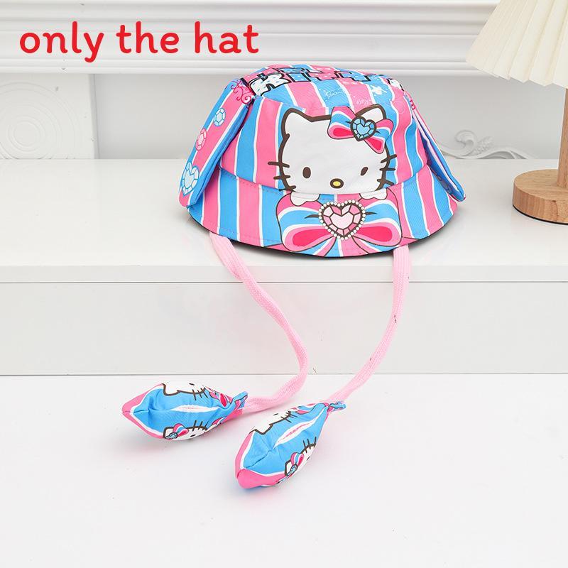 Cartoon Fisherman Hat For Kids With 3d Ears And Stitch Spider Man Print Design Summer Sun Protection Cotton Polyester