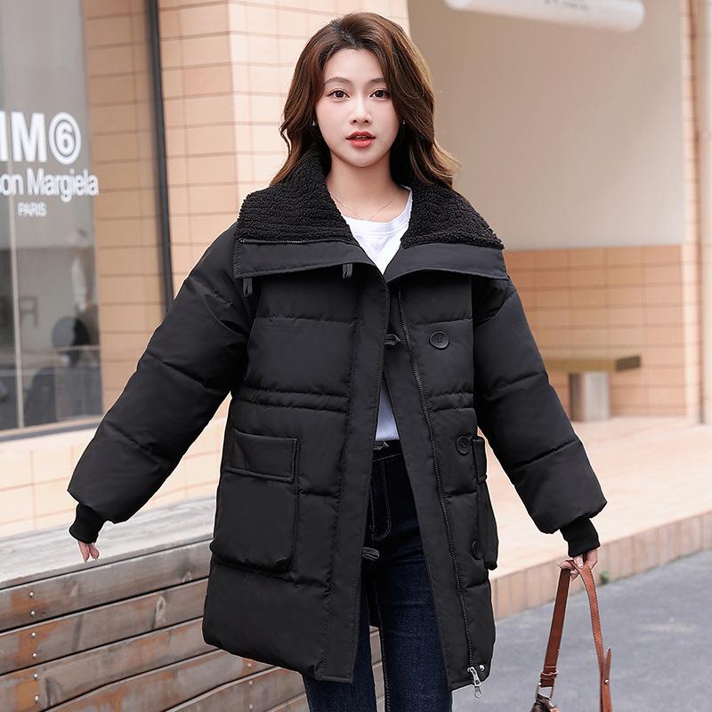 Winter down cotton-padded clothes women's year thickened cotton-padded clothes medium and long versatile student bread clothes cotton-padded jacket