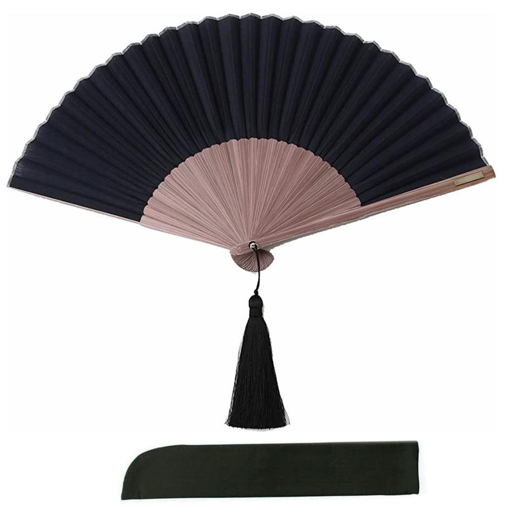 Nishikawa Shouroku Shoten Folding Fan byCOLOR Grayish Purple Comes in a Fan Bag Folding Perfect Gift for Women Two-Color / (Black) - - Two-Color Fan,